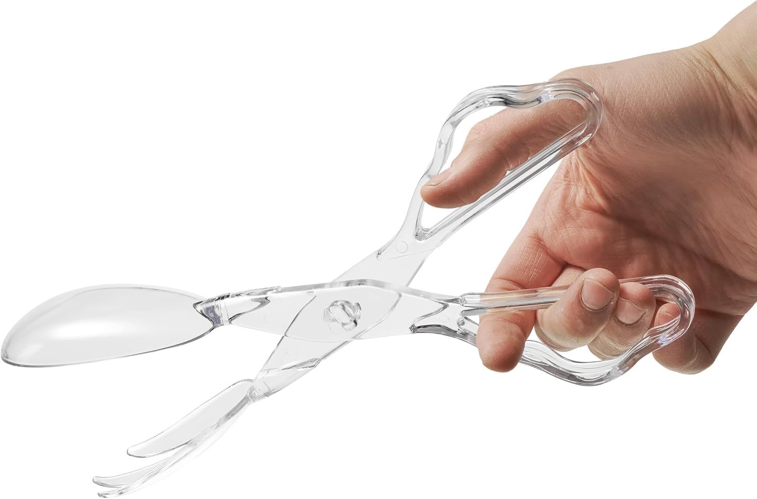 Pack of 1 11-Inch Clear Plastic Scissor Salad Tongs - Premium, Heavy-Duty, Reusable Serving Utensils for Catering, Cooking, Buffets, Party Supplies, and Weddings, Dishwasher Safe (1)